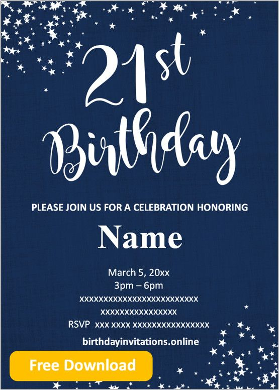 FREE Printable 21st Birthday Invitations Templates Party Invitati