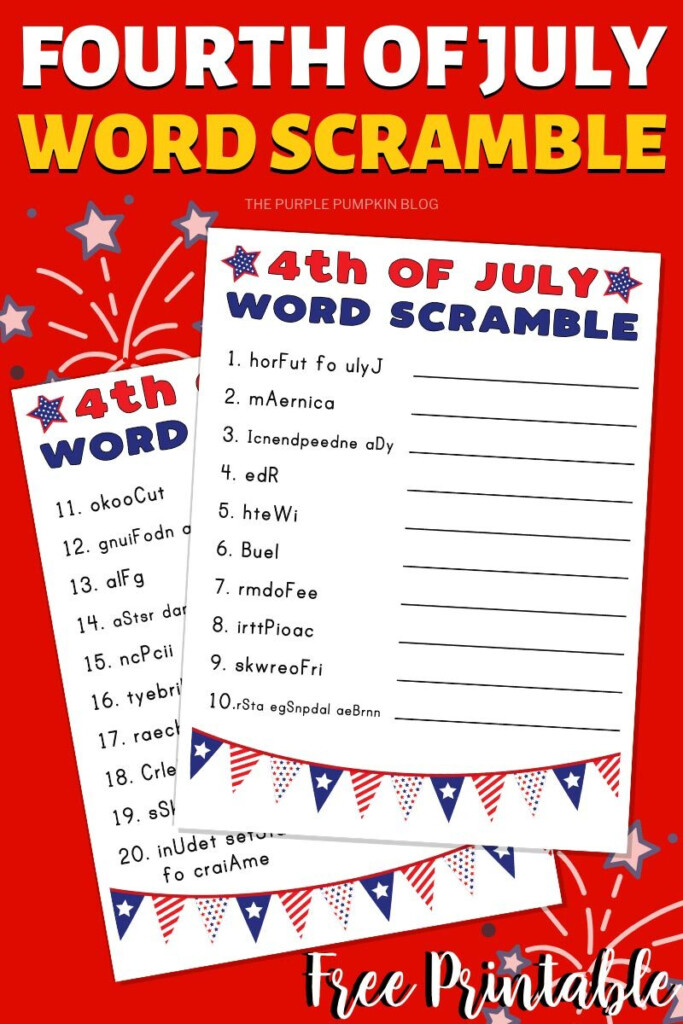 Free Printable 4th Of July Word Scramble Easy Medium Hard 