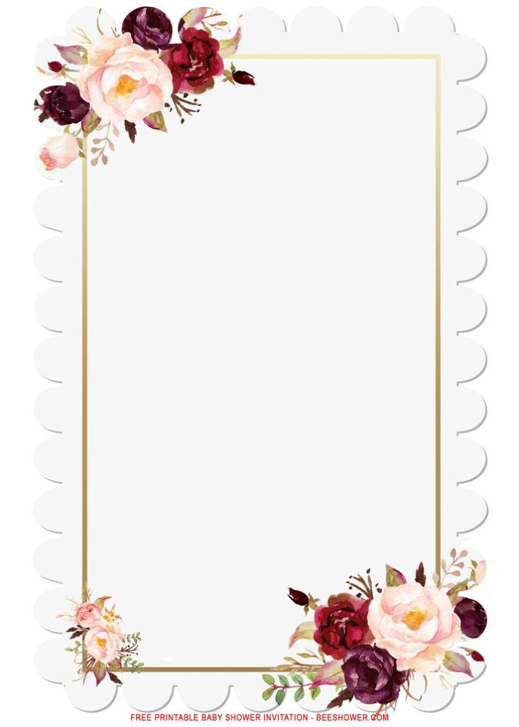  FREE Printable Blush Pink Gold Frame Invitation Templates Floral 