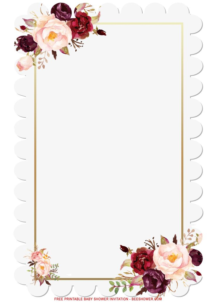 FREE Printable Blush Pink Gold Frame Invitation Templates Floral