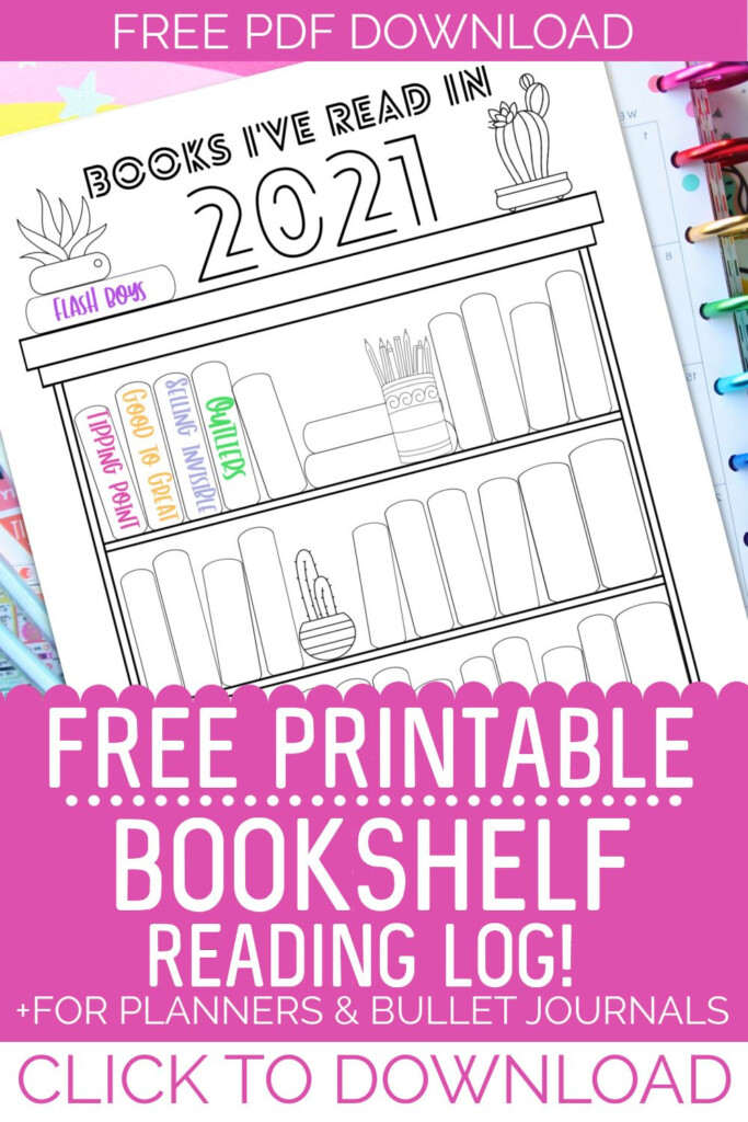 FREE Printable Bookshelf Reading Log For Planners Bullet Journals 