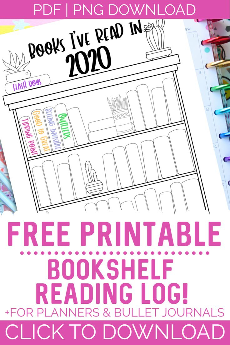FREE Printable Bookshelf Reading Log Tracker And Coloring Page For Kids 
