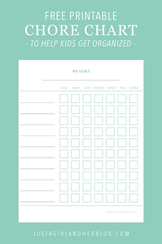 Free Printable Chore Charts To Help Kids Get Organized Printable 