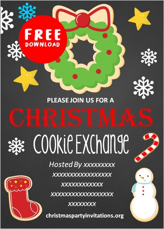 Free Printable Christmas Cookie Exchange Invitations Templates