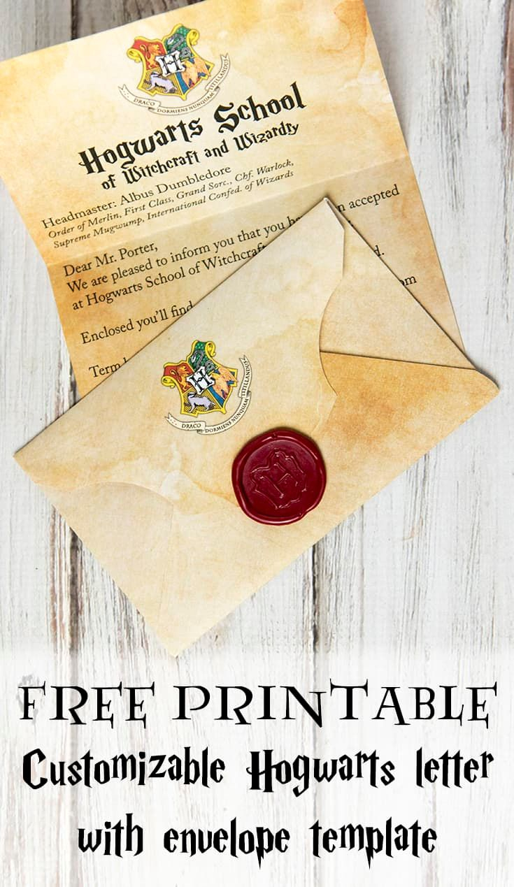 Free Printable Customizable Hogwarts Letter And Envelope Harry