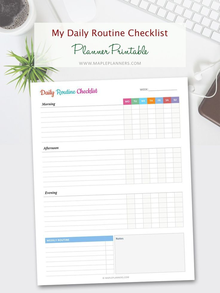 Free Printable Daily Routine Checklist Template Daily Routine Planner 