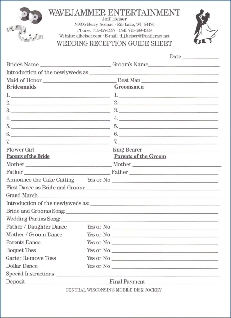 Downloadable Printable Wedding Dj Checklist Template - FreePrintable.me