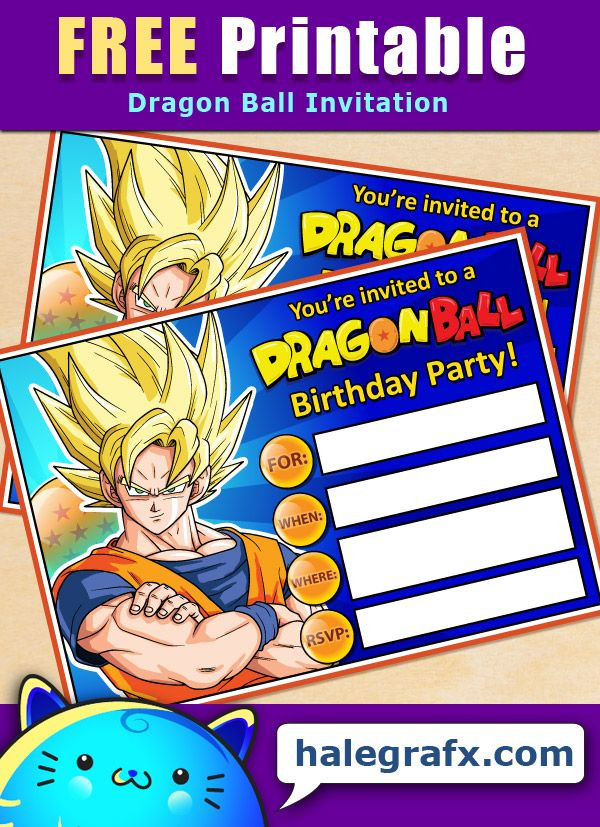 FREE Printable Dragon Ball Birthday Invitation Dragon Party