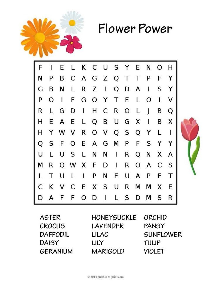 Free Printable Flower Word Search Flower Words Printable Puzzles For 