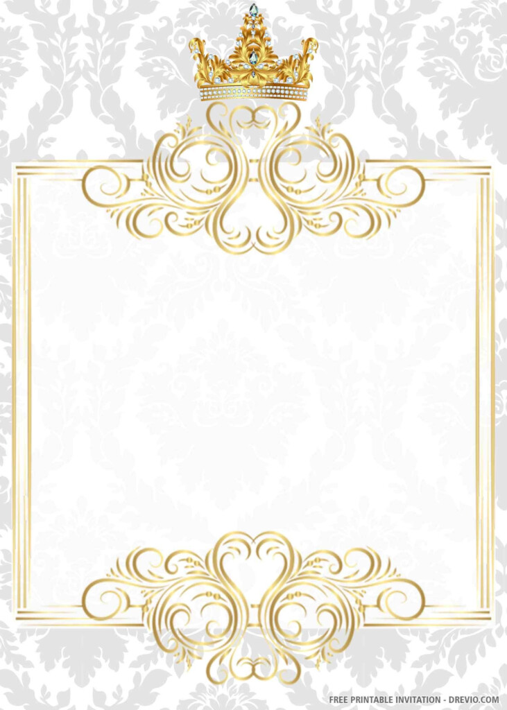  FREE PRINTABLE Gold Royal Wedding Invitation Templates Royal 