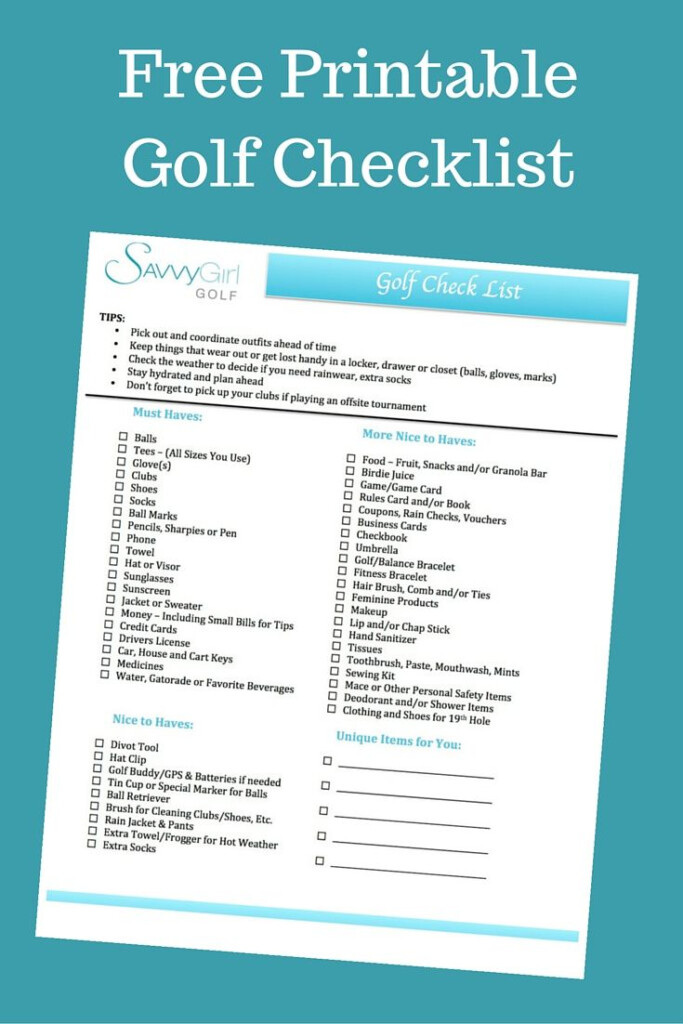 Free Printable Golf Checklist Savvy Girl Golf Golf Grip Golf Tips 
