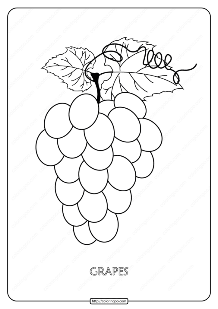 Free Printable Grapes Pdf Coloring Page