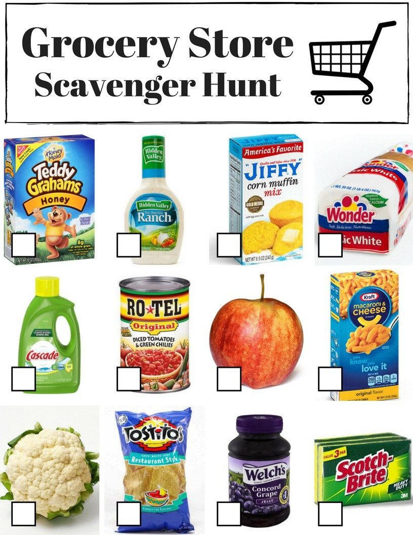 Free Printable Grocery Store Scavenger Hunts Three Different Designs