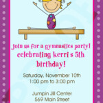 Free Printable Gymnastic Birthday Invitations Updated FREE