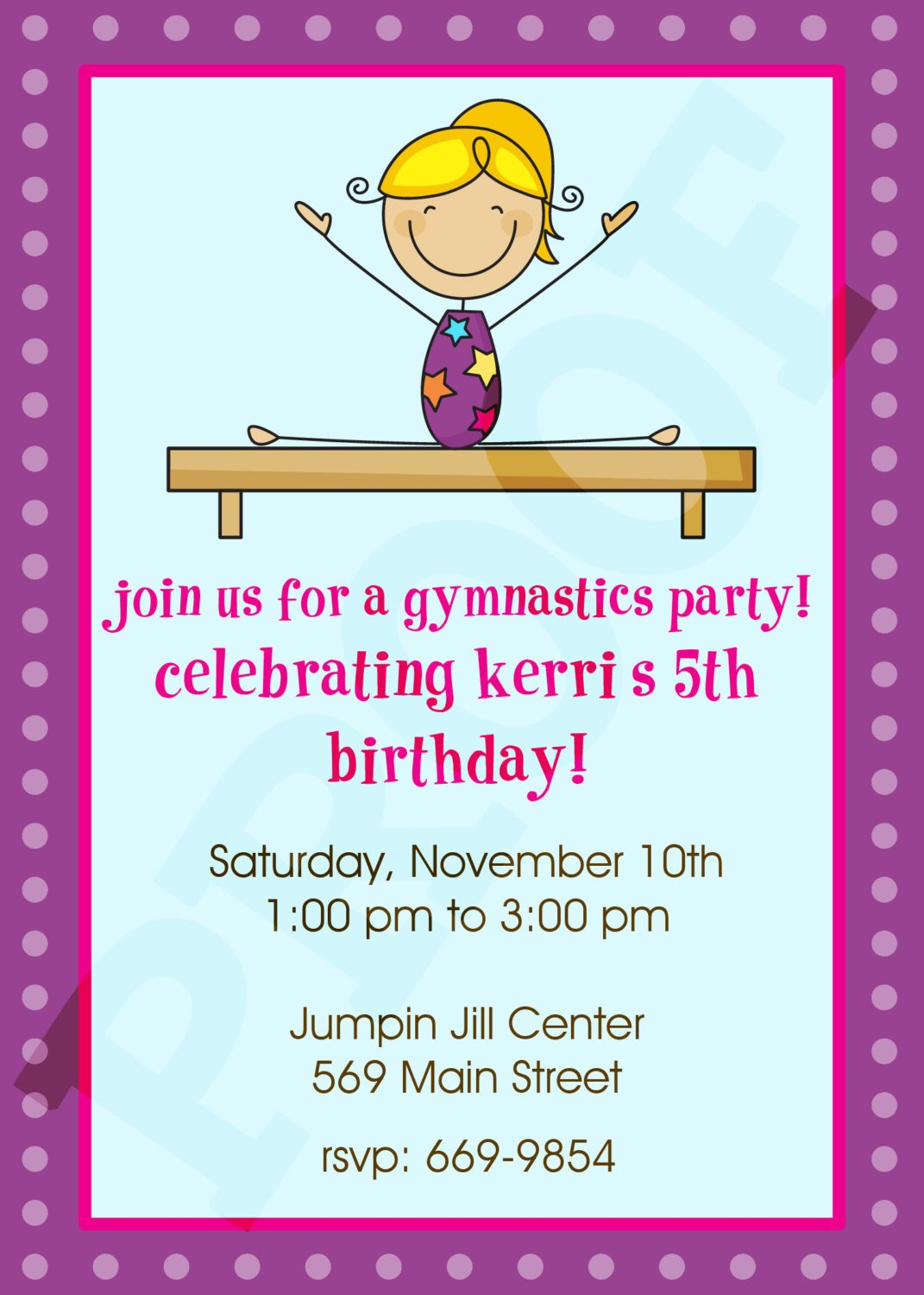 Free Printable Gymnastic Birthday Invitations Updated FREE