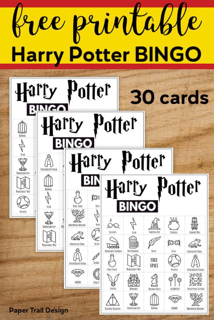 Free Printable Harry Potter Bingo Game Paper Trail Design Harry 