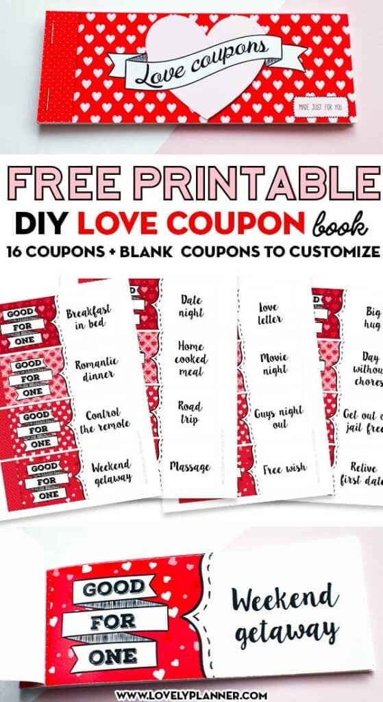 Free Printable Love Coupons DIY Valentine s Day Gift Lovely Planner