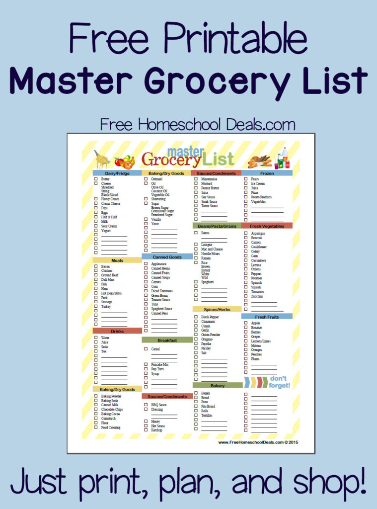 Free Printable Master Grocery List instant Download Free 