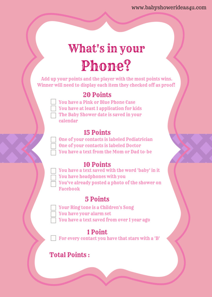 FREE Printable Modern What s In Your Phone Baby Shower Game Baby 