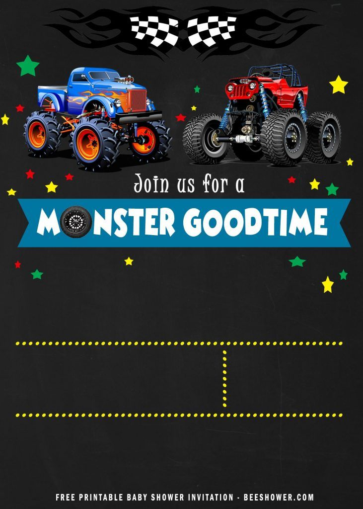 FREE Printable Monster Truck Invitation Templates UPDATED Monster