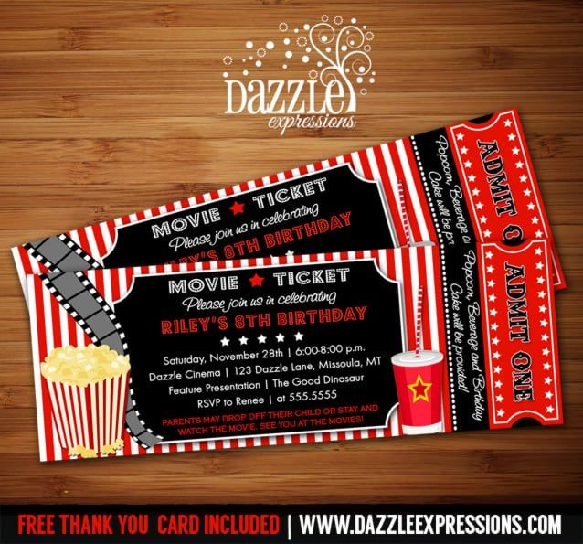 Free Printable Movie Ticket Invitations Movie Ticket Birthday 