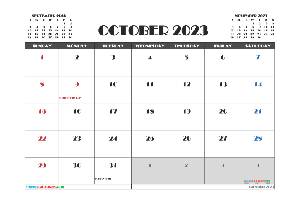 Free Printable October 2023 Calendar 12 Templates