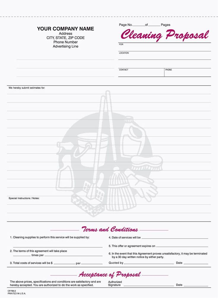 Free Printable Office Forms New Free Printable Cleaning Proposal Forms