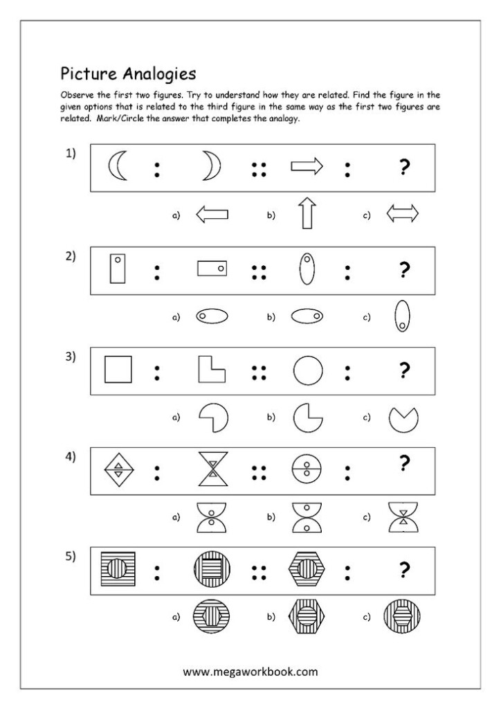 Free Printable Picture Analogy Worksheets Logical Reasoning 