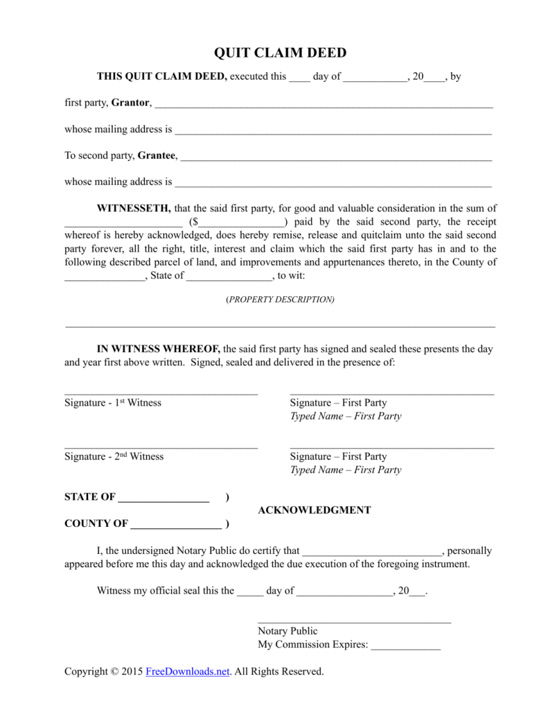 Free Printable Quit Claim Deed Forms That Are Wild Obrien s Website