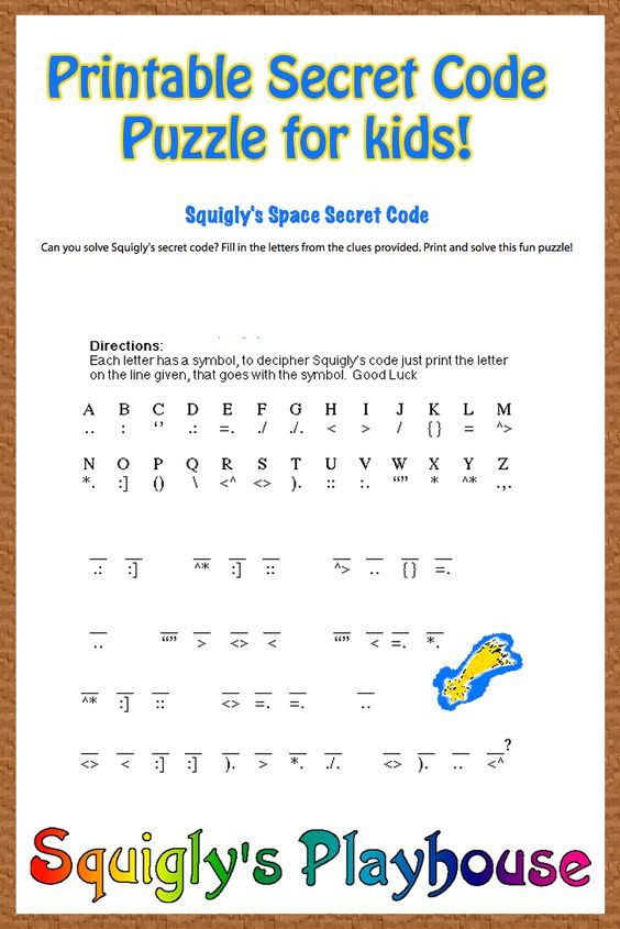 Free Printable Secret Code Word Puzzle For Kids This Puzzle Has A 