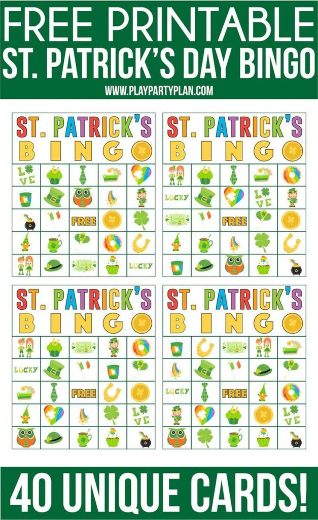 Free Printable St Patrick s Day Bingo Cards Play Party Plan St 