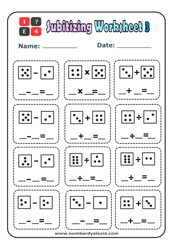 Free Printable Subitizing Worksheets For Practice PDF Number Dyslexia