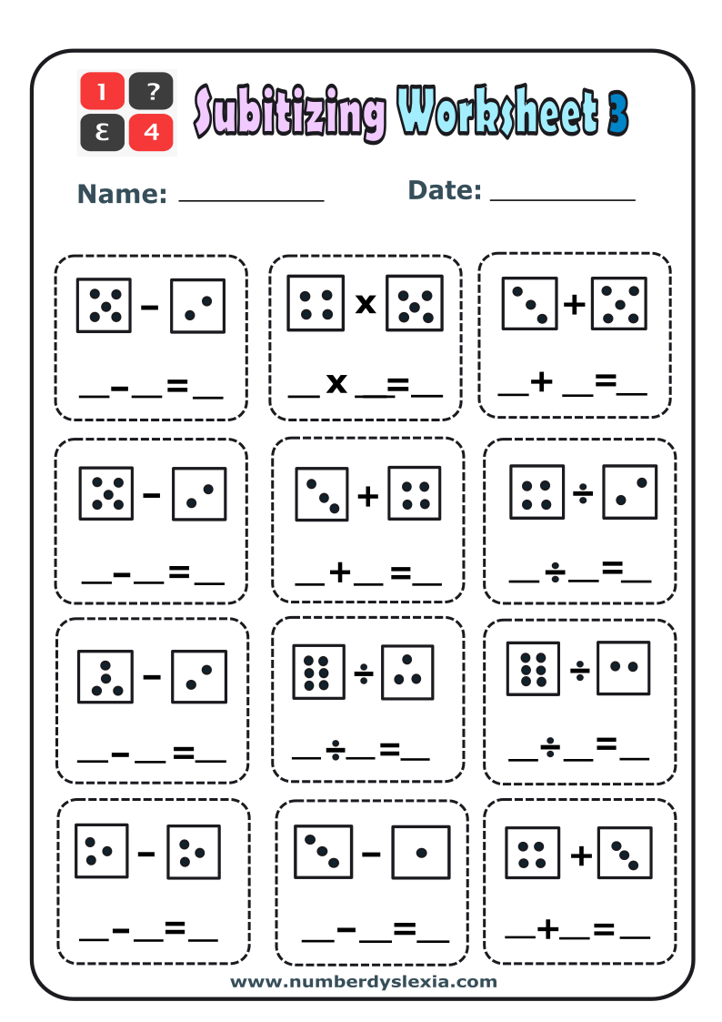 Free Printable Subitizing Worksheets For Practice PDF Number Dyslexia