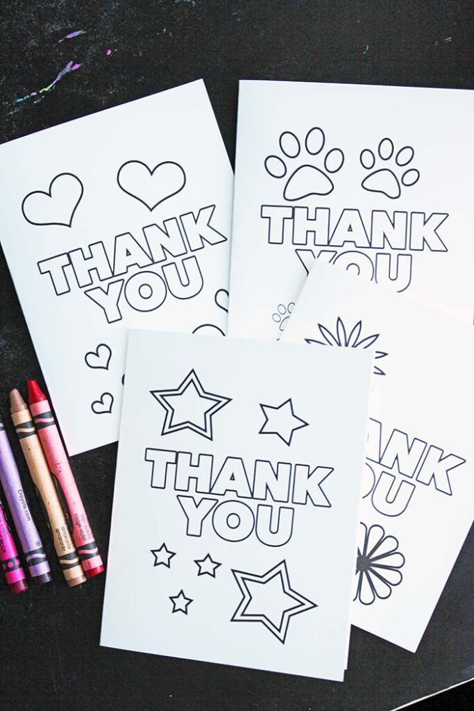 Free Printable Thank You Cards For Kids To Color Send Thank You 