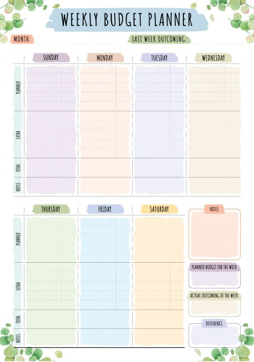 Free Printable Weekly Hourly Planner With Notes Section PDF Download 