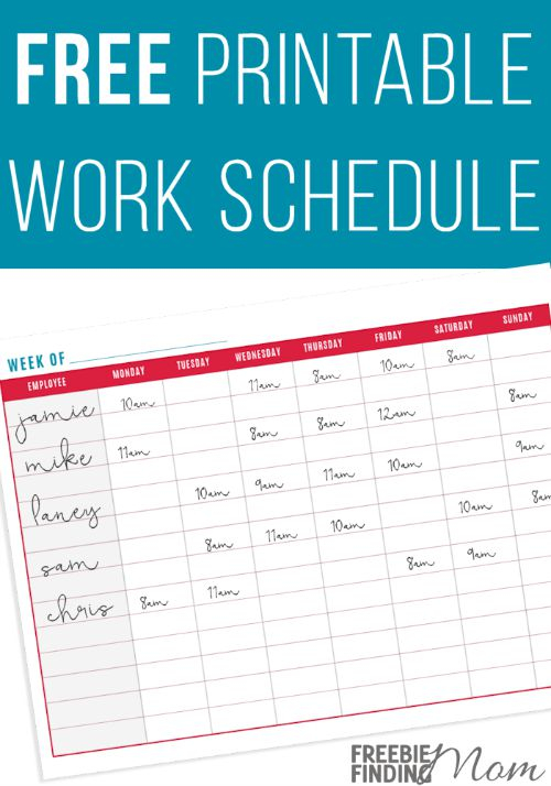 FREE Printable Work Schedule