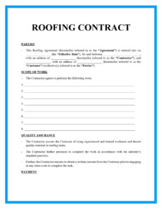 Printable Blank Roofing Warranty Template - FreePrintable.me