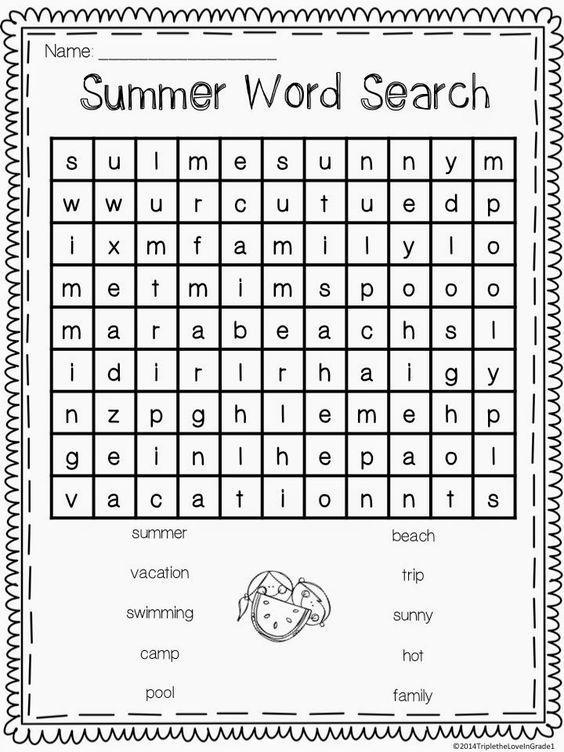 FREE Summer Word Search FirstGradeFaculty Pinterest Summer 