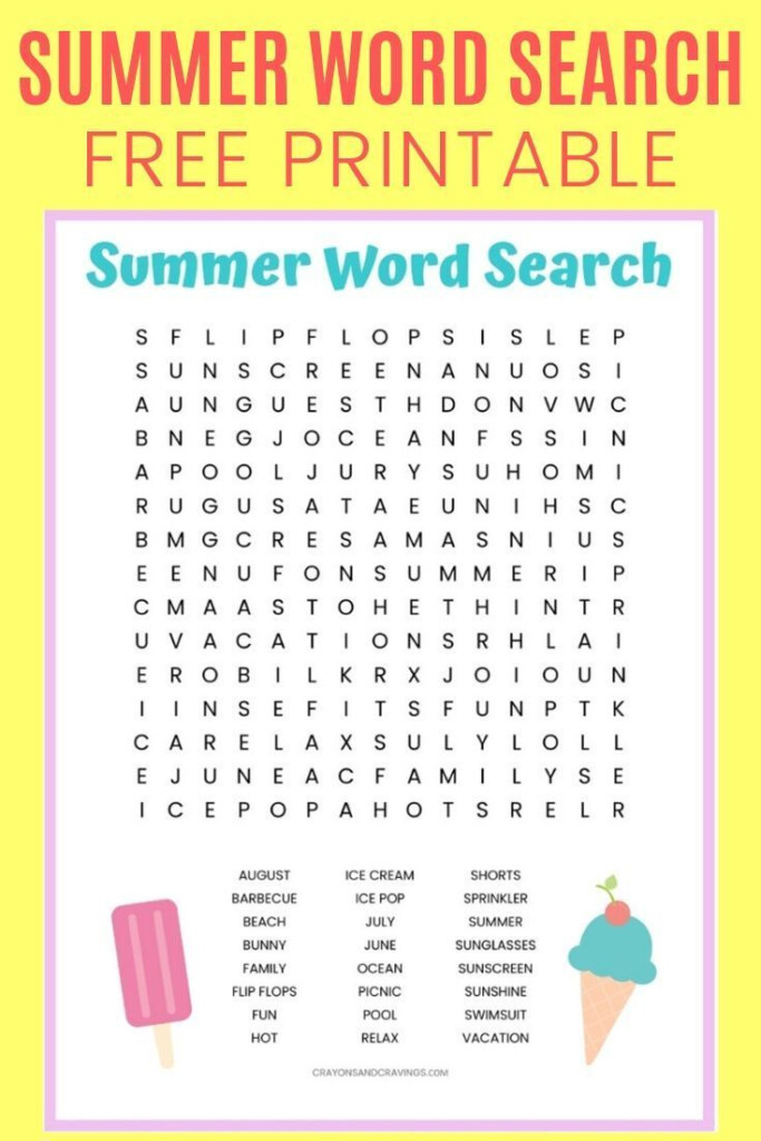 Free Summer Word Search Printable Worksheet With 23 Summer Themed 