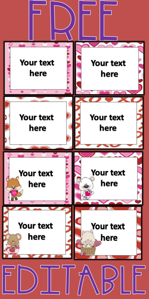 FREE Valentine Editable Cards Free Printable Gift Tags Free 