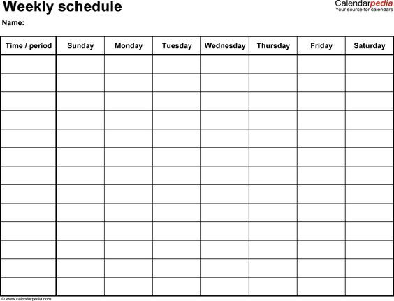 Free Weekly Schedule Templates For Word 18 Templates Weekly 