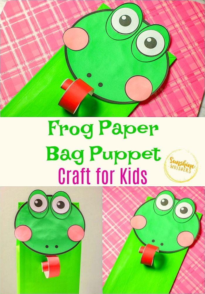 Frog Paper Bag Puppet Craft For Kids FREE Template Puppet Crafts