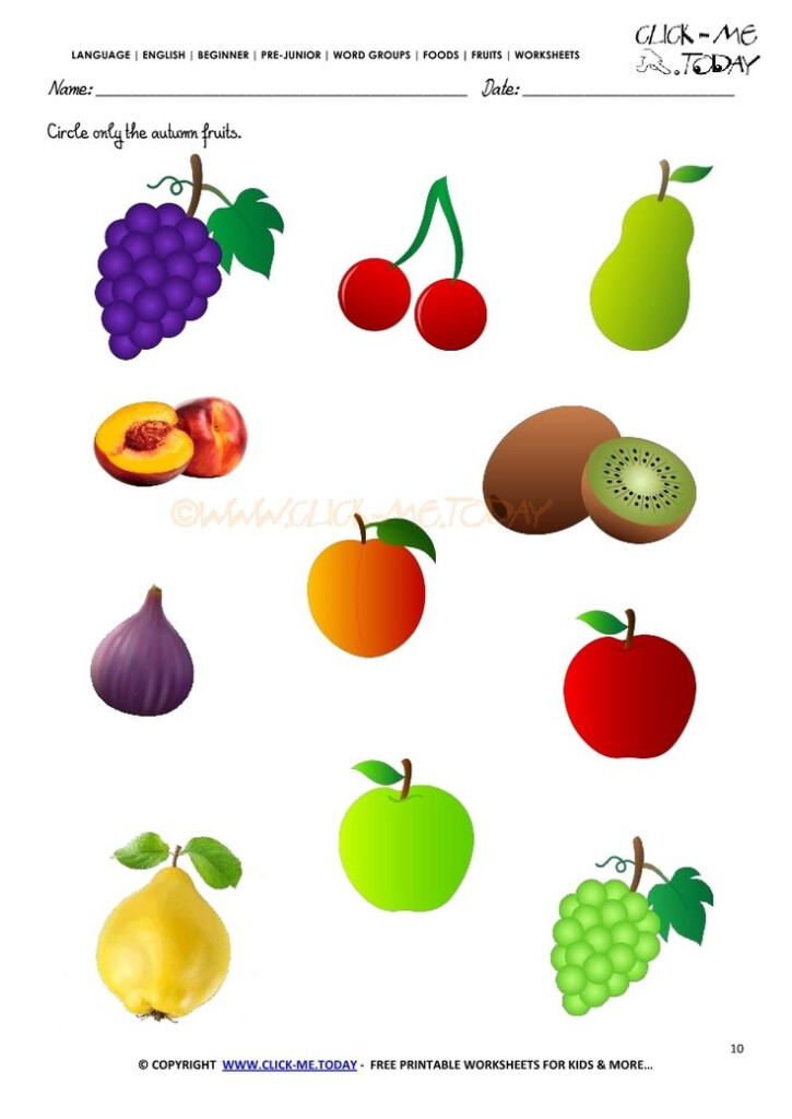 Fruits Worksheet 10 Circle Only The Autumn Fruits Fall Fruits Kids 