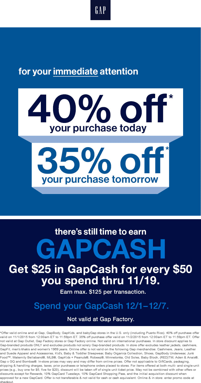 Gap Factory Coupons In Store Printable FreePrintable me