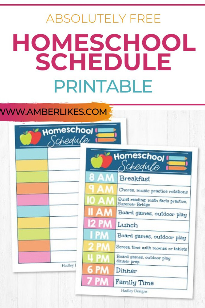 Get Your FREE Homeschool Daily Schedule Printable Colorful And Fully 