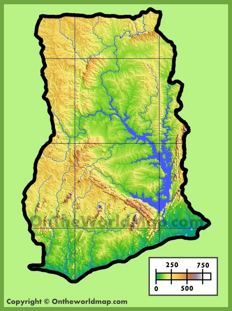 Ghana Physical Map