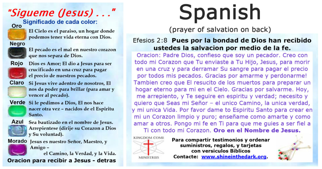 Glossy Salvation Bracelet Gospel Message Cards Multiple Languages