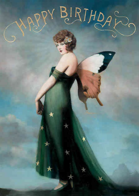 Gorgeous Green Fairy Happy Birthday Card 2 75 Art Vintage Fairies 