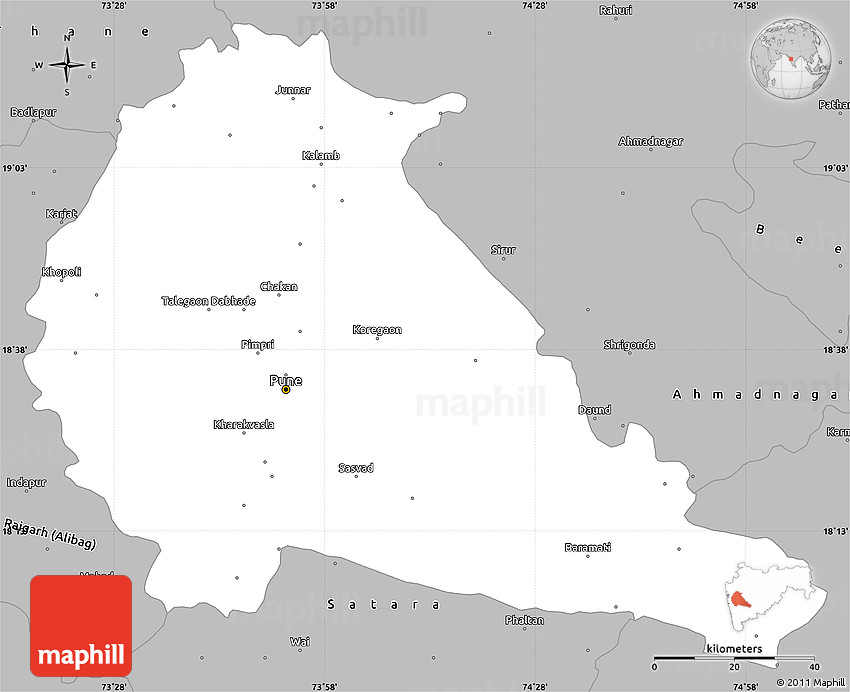 Gray Simple Map Of Pune