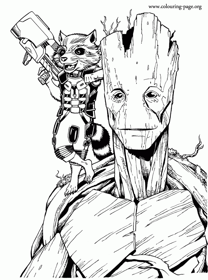 Guardians Of The Galaxy Rocket And Groot Coloring Page